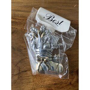 Vintage Best Silver & Gold Tone Christmas Stocking Estate Pin Brooch Pendant